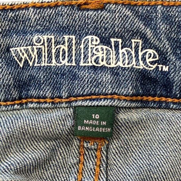 Wild Fable Mini Stretch Denim Raw Edge Hem Distressed Whiskering Detail - Picture 10 of 11